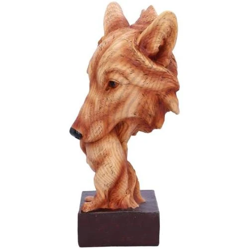 Détail de Buste Protection Naturelle, Polyresine, Effet Bois, Loup