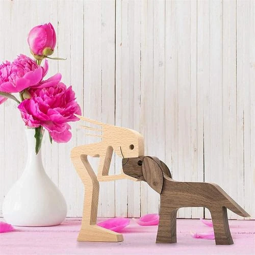 Zoom sur Ornements en Bois Chiens Sculptés, Cadeaux Amateurs Animaux