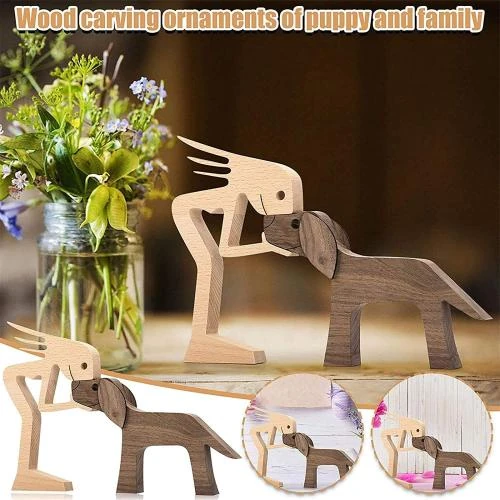 Détail de Ornements en Bois Chiens Sculptés, Cadeaux Amateurs Animaux