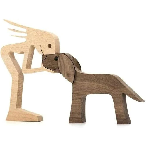 Ornements en Bois Chiens Sculptés, Cadeaux Amateurs Animaux - Vue principale
