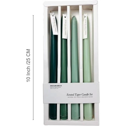 Détail de Bougies coniques parfumées, cire de soja, décoration intérieure, vertes