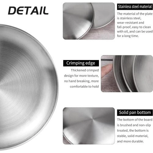 Zoom sur Plats de Service Inox, Assiettes Rondes Camping, BBQ