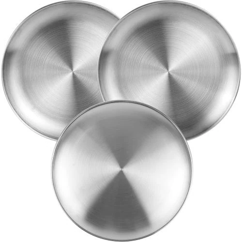 Plats de Service Inox, Assiettes Rondes Camping, BBQ - Vue principale