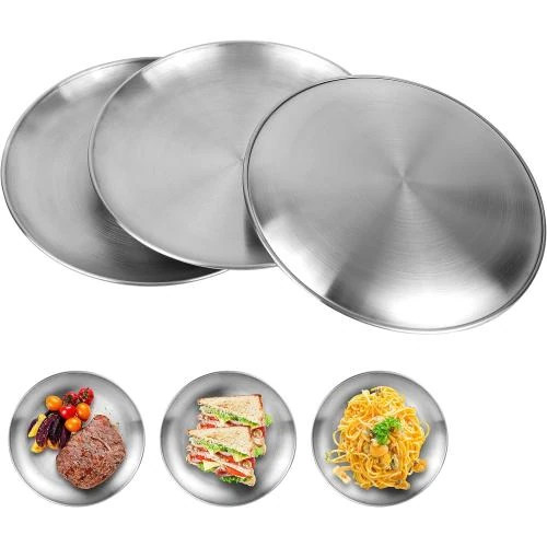 Détail de Plats de Service Inox, Assiettes Rondes Camping, BBQ