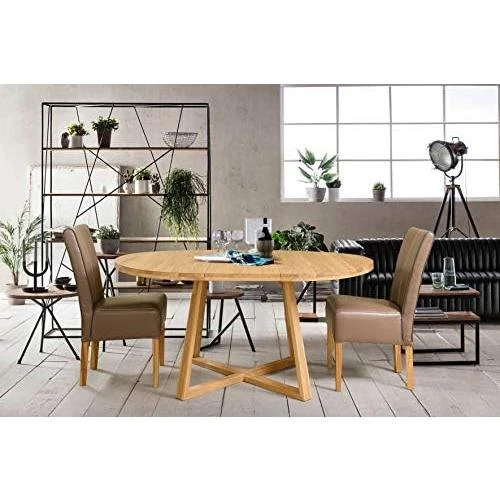 Détail de Table salle à manger extensible chêne massif, style scandinave moderne