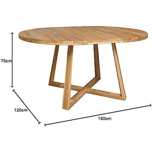 Zoom sur Table salle à manger extensible chêne massif, style scandinave moderne