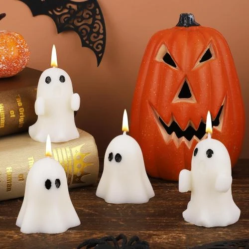 Boxob, 4 Bougies Fantasmagoriques Blanches Halloween - Vue principale