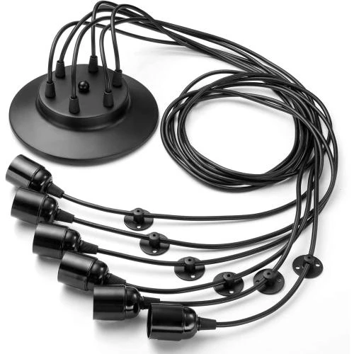 Détail de Lampe suspendue Edison vintage, lustre noir, luminaire industriel