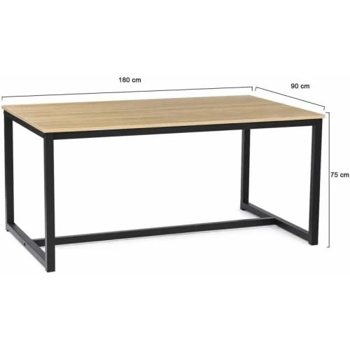 Zoom sur Table à Manger Industrielle Detroit, Design Moderne, 8 Personnes, 180 cm