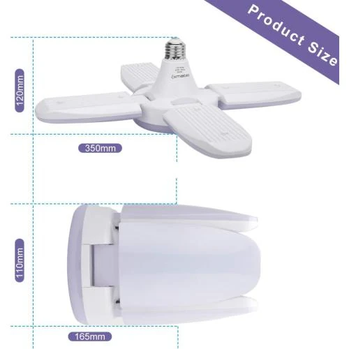 Détail de Eclairage Garage LED Exmate, 60W, 4800lm, Panneaux Reglables