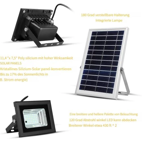 Zoom sur Projecteurs Solaires Extérieurs, Télécommande, 42 LEDs, Étanches