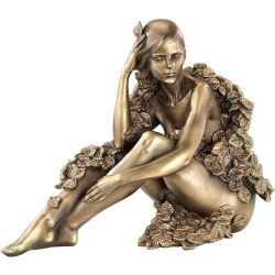 Carlo Milano Statuette Résine Aspect Bronze Femme Assise