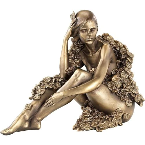 Carlo Milano Statuette Résine Aspect Bronze Femme Assise - Vue principale