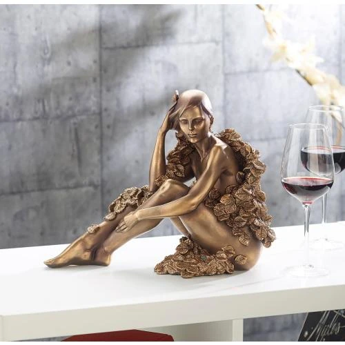 Détail de Carlo Milano Statuette Résine Aspect Bronze Femme Assise