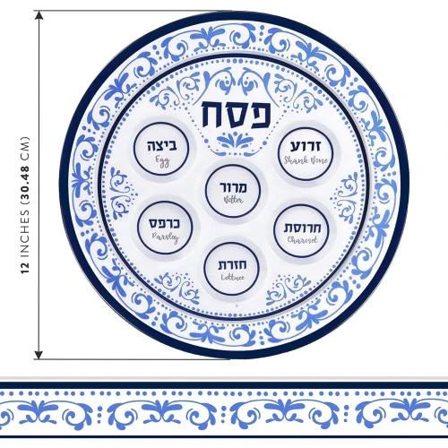 Détail de Assiettes en Mélamine Bleu Renaissance, Zion Judaica