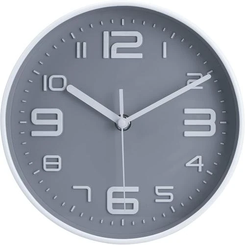 Horloge Murale Silencieuse Ronde Topkey, Gros Chiffres, Gris - Vue principale