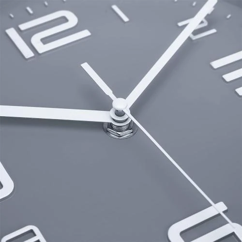 Détail de Horloge Murale Silencieuse Ronde Topkey, Gros Chiffres, Gris