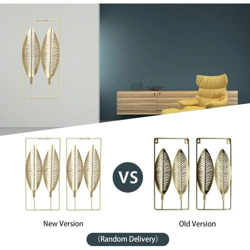 Zoom sur Baibiao Decoration Murale Metal Dore 3D, 2 Pieces