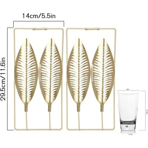 Détail de Baibiao Decoration Murale Metal Dore 3D, 2 Pieces