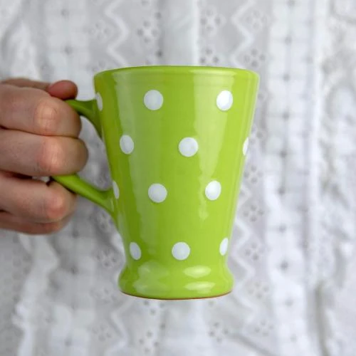 Tasse Mug Café Latte Thé Verte Pomme Pois Blanc - Vue principale
