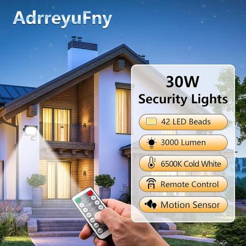 Zoom sur Lampes sécurité extérieures AdrreyuFny, détecteur mouvement, LED 6500 K