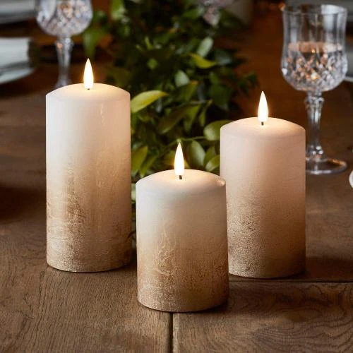 Bougies Piliers TruGlow LED Blanc Chaud, Effet Ombre Bronze - Vue principale