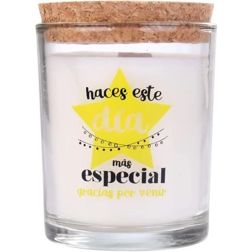 Zoom sur Bougie Disok, phrase inspirante Gracias por Venir