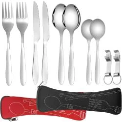 Ensemble Couverts Inoxydables, 10 Pièces, Portable, Camping