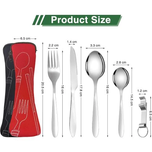 Détail de Ensemble Couverts Inoxydables, 10 Pièces, Portable, Camping