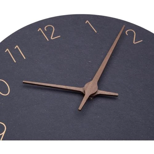 Zoom sur Horloge Murale Design Moderne Silencieuse Bois Noir