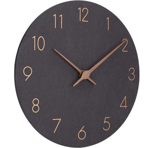 Détail de Horloge Murale Design Moderne Silencieuse Bois Noir