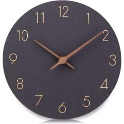 Horloge Murale Design Moderne Silencieuse Bois Noir