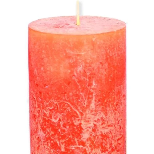 Détail de Bougies piliers orange, lot de 4, longue durée 54h
