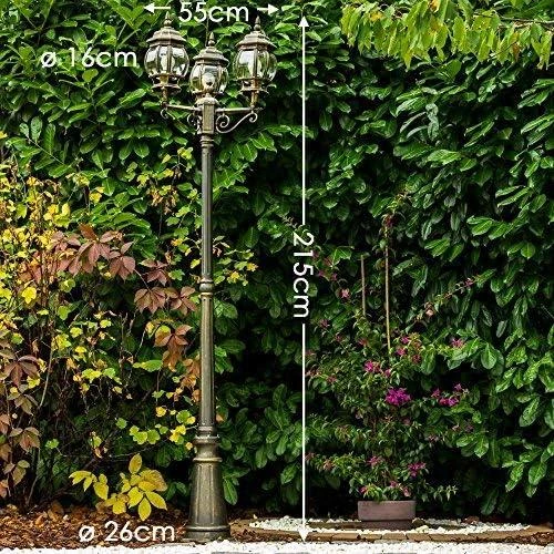 Zoom sur Candelabre Kobe, lampe extérieure antique, métal brun or