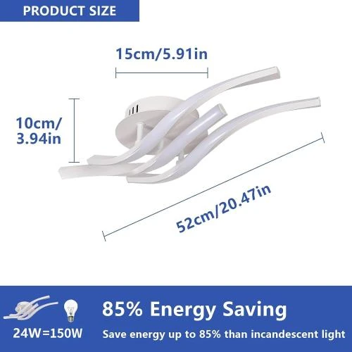 Zoom sur Plafonnier LED Comely, Luminaire Moderne 24W, Blanc Froid