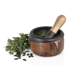 Mortier en bois d'acacia, ustensile de cuisine élégant