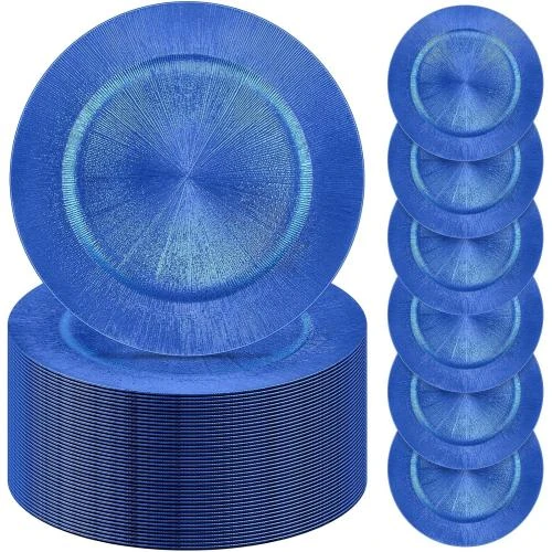 Tanlade 100 Assiettes Rondes Plastique Reutilisables Bleu - Vue principale