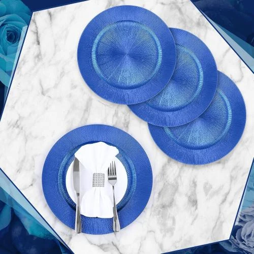 Zoom sur Tanlade 100 Assiettes Rondes Plastique Reutilisables Bleu