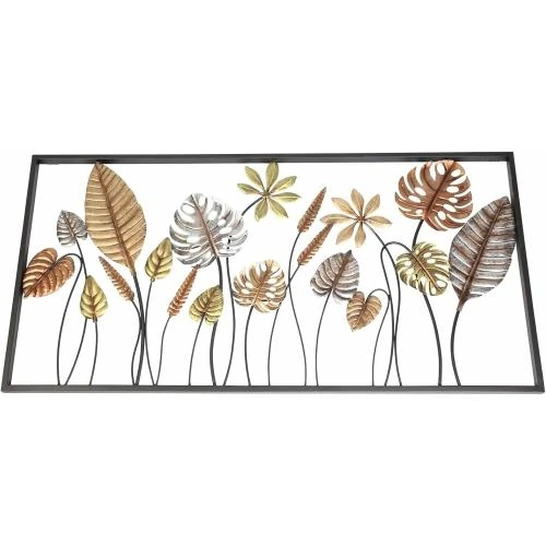 Détail de Image murale 3D métal, motif feuilles, décoration murale