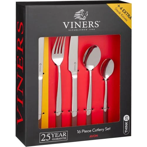 Viners Avon 18/0 Ménagère 16 Pièces, Couteaux Steak - Vue principale