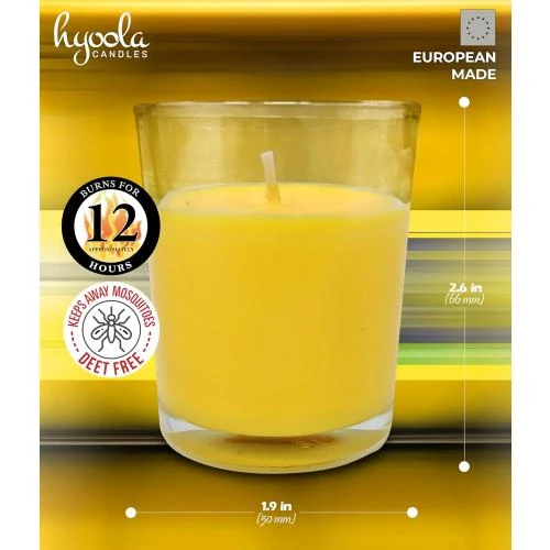 Zoom sur Bougie parfumée citronnelle Hyoola, tasse verre, anti-moustiques