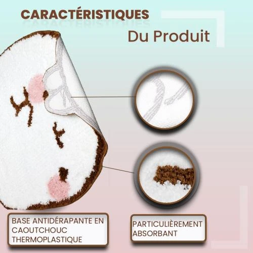 Zoom sur Tapis de Bain Antidérapant Multifonctionnel en Polyester Lavable