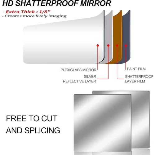 Zoom sur Carreaux miroirs muraux décoratifs acrylique incassables