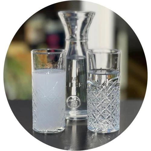 Verres Raki Ouzo en verre, carafe cristal, 3 pièces - Vue principale