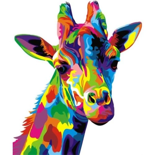 Kit peinture numéros Wowdecor, girafe colorée, huile - Vue principale
