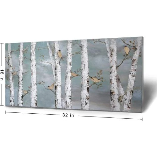Zoom sur Peinture Fast Media, paysage forêt, oiseau doré, huile