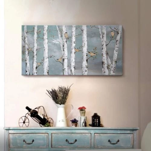 Peinture Fast Media, paysage forêt, oiseau doré, huile - Vue principale