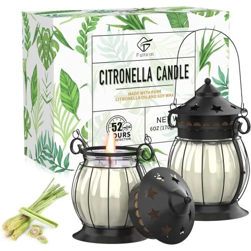Bougies Citronnelle Funxim, Cire Soja Naturelle, 2 Pcs - Vue principale