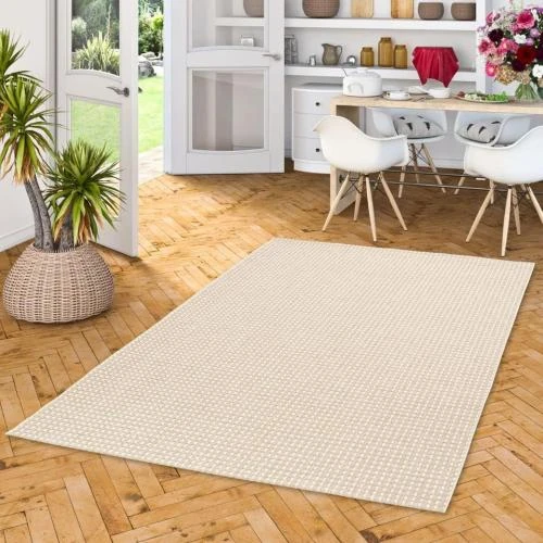 Tapis Pergamon Armure Plate Beige Crème Intérieur Extérieur - Vue principale