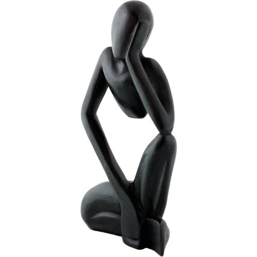Zoom sur Sculpture Abstraite Bois Fait Main, Décor Maison Noir